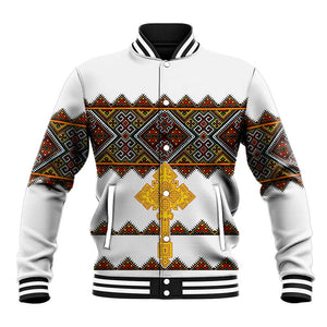 Eritrea Baseball Jacket Tilet Mix Eritrean Cross - White LT7