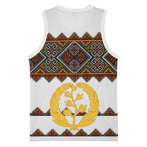 Eritrea Basketball Jersey Tilet Mix Eritrean Cross - White - African Pride