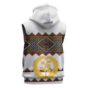 Eritrea Sleeveless Hoodie Tilet Mix Eritrean Cross - White - African Pride