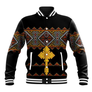 Eritrea Baseball Jacket Tilet Mix Eritrean Cross - Black LT7