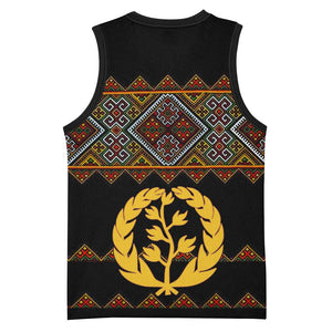 Eritrea Basketball Jersey Tilet Mix Eritrean Cross - Black - African Pride