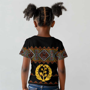 Eritrea Kid T shirt Tilet Mix Eritrean Cross - Black