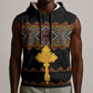 Eritrea Sleeveless Hoodie Tilet Mix Eritrean Cross - Black - African Pride