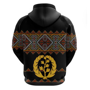 Eritrea Zip Hoodie Tilet Mix Eritrean Cross - Black