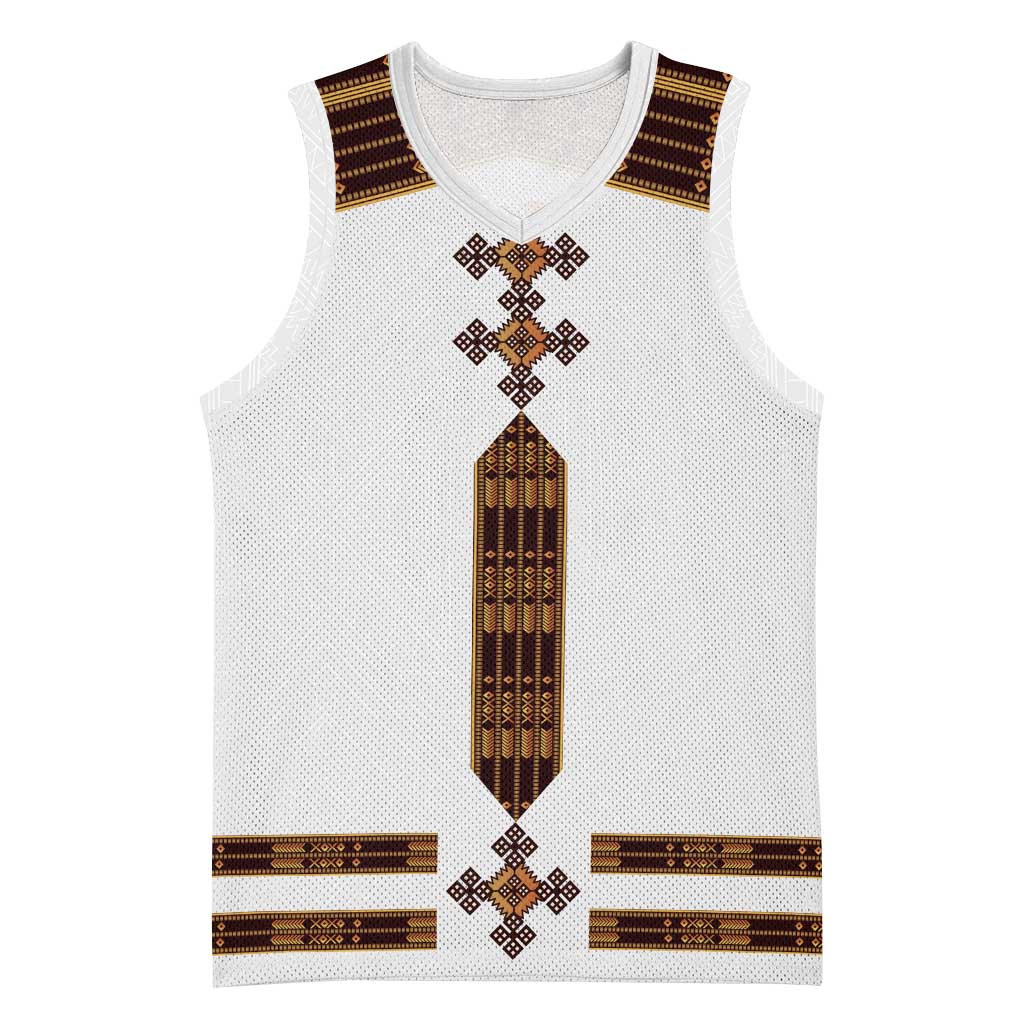 Eritrea Basketball Jersey Tilet Habesha Style - White - African Pride