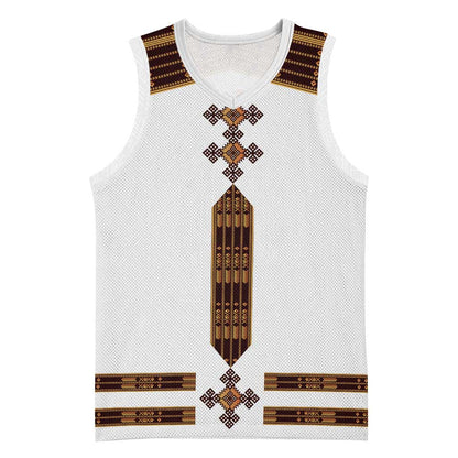 Eritrea Basketball Jersey Tilet Habesha Style - White - African Pride