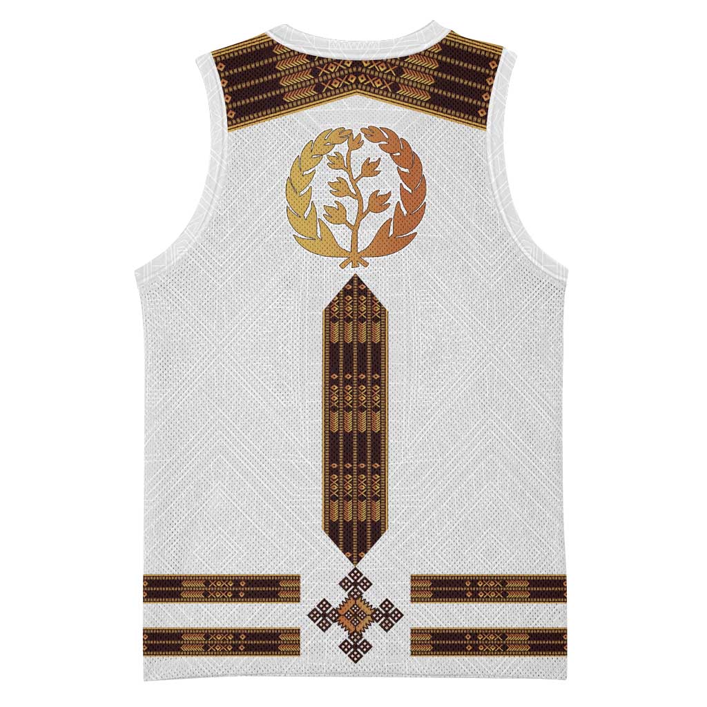 Eritrea Basketball Jersey Tilet Habesha Style - White - African Pride