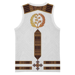 Eritrea Basketball Jersey Tilet Habesha Style - White - African Pride