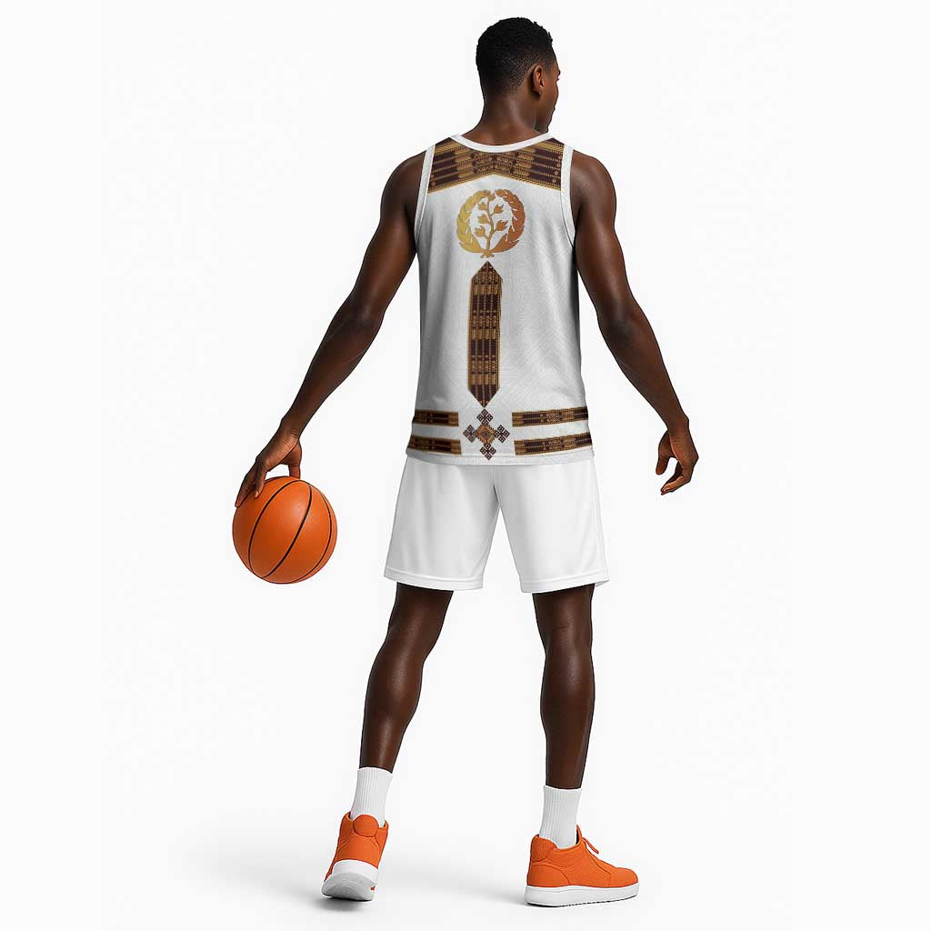 Eritrea Basketball Jersey Tilet Habesha Style - White - African Pride