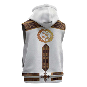 Eritrea Sleeveless Hoodie Tilet Habesha Style - White - African Pride