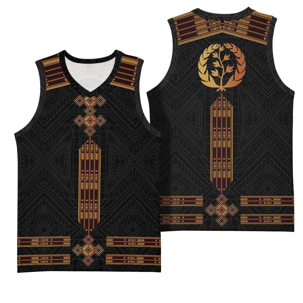 Eritrea Basketball Jersey Tilet Habesha Style - Black - African Pride