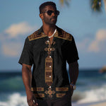 Eritrea Hawaiian Shirt Tilet Habesha Style - Black