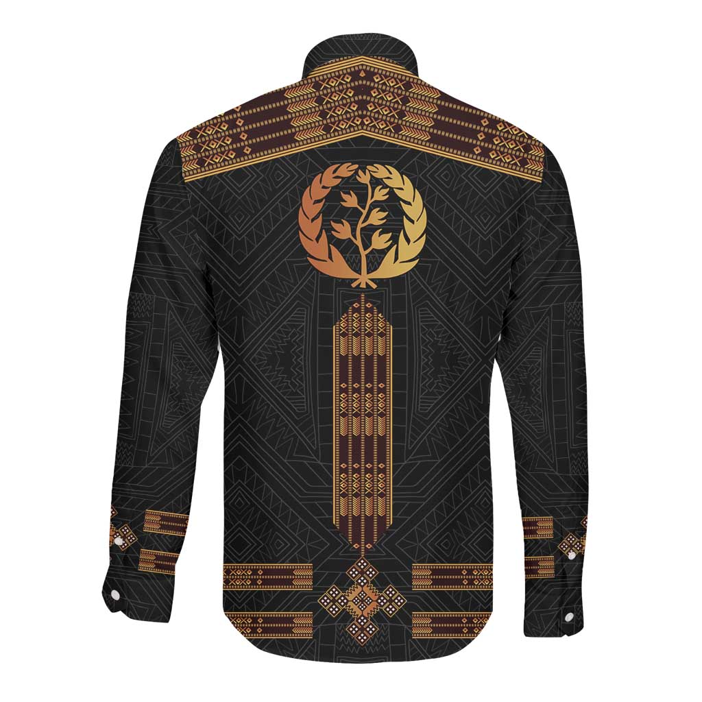 Eritrea Long Sleeve Button Shirt Tilet Habesha Style - Black