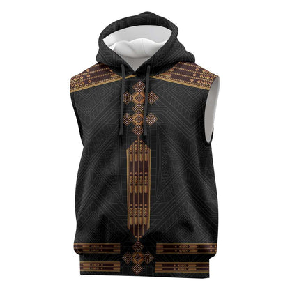 Eritrea Sleeveless Hoodie Tilet Habesha Style - Black - African Pride