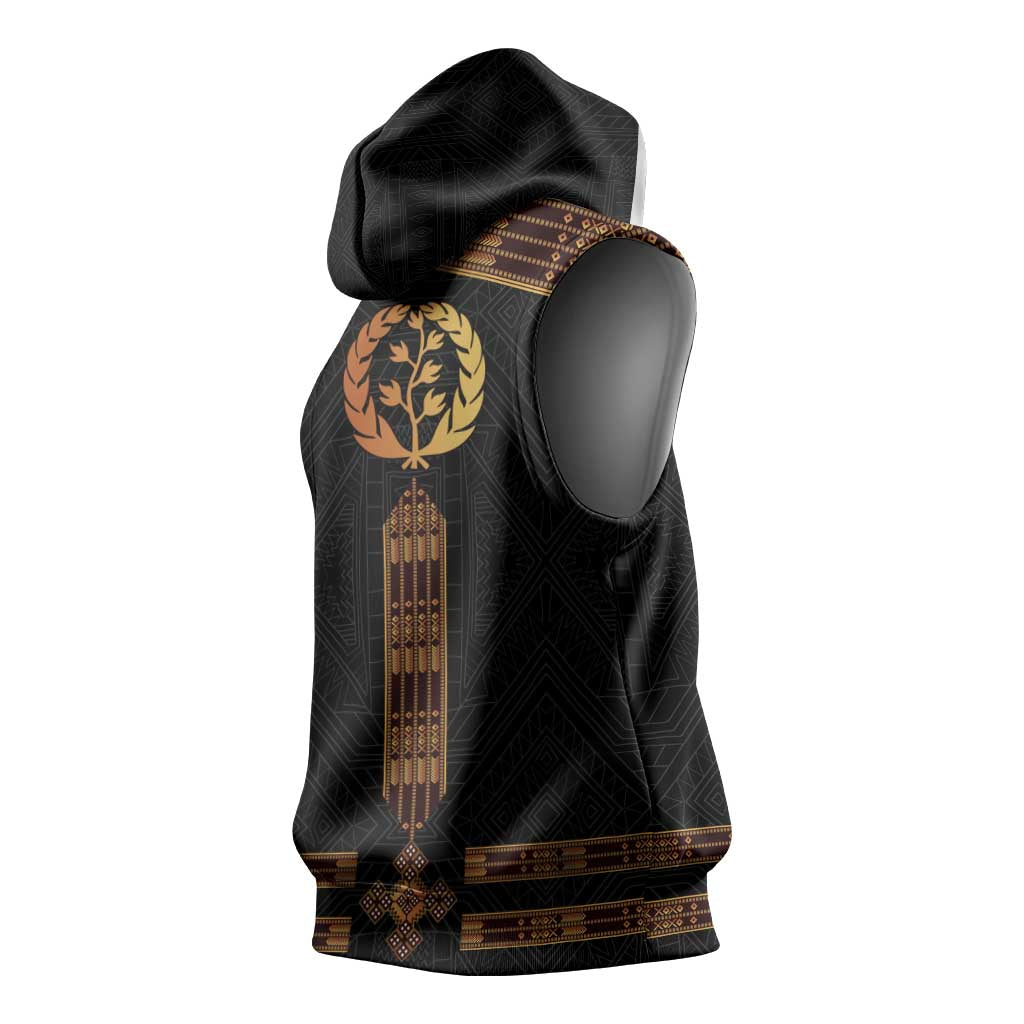 Eritrea Sleeveless Hoodie Tilet Habesha Style - Black - African Pride