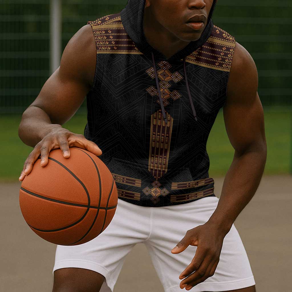 Eritrea Sleeveless Hoodie Tilet Habesha Style - Black - African Pride
