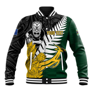 Personalised New Zealand Vs South Africa Rugby Baseball Jacket Rivals - Tribal Style LT7