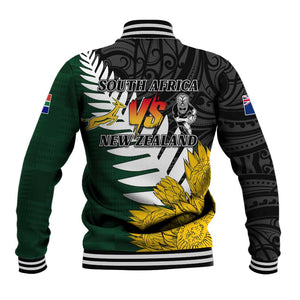 Personalised New Zealand Vs South Africa Rugby Baseball Jacket Rivals - Tribal Style LT7