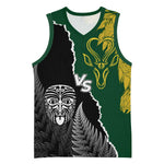 Personalised New Zealand Vs South Africa Rugby Basketball Jersey Rivals Dynamics - African Pride
