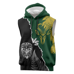 Personalised New Zealand Vs South Africa Rugby Sleeveless Hoodie Rivals Dynamics - African Pride
