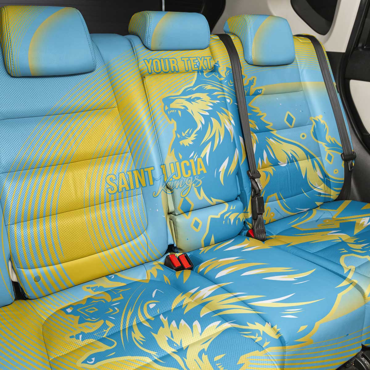 Saint Lucia Cricket Personalized Back Car Seat Cover The Roaring King - African Pride