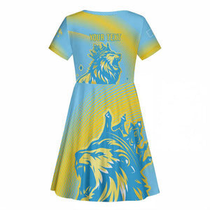 Saint Lucia Cricket Personalized Kid Short Sleeve Dress The Roaring King - African Pride