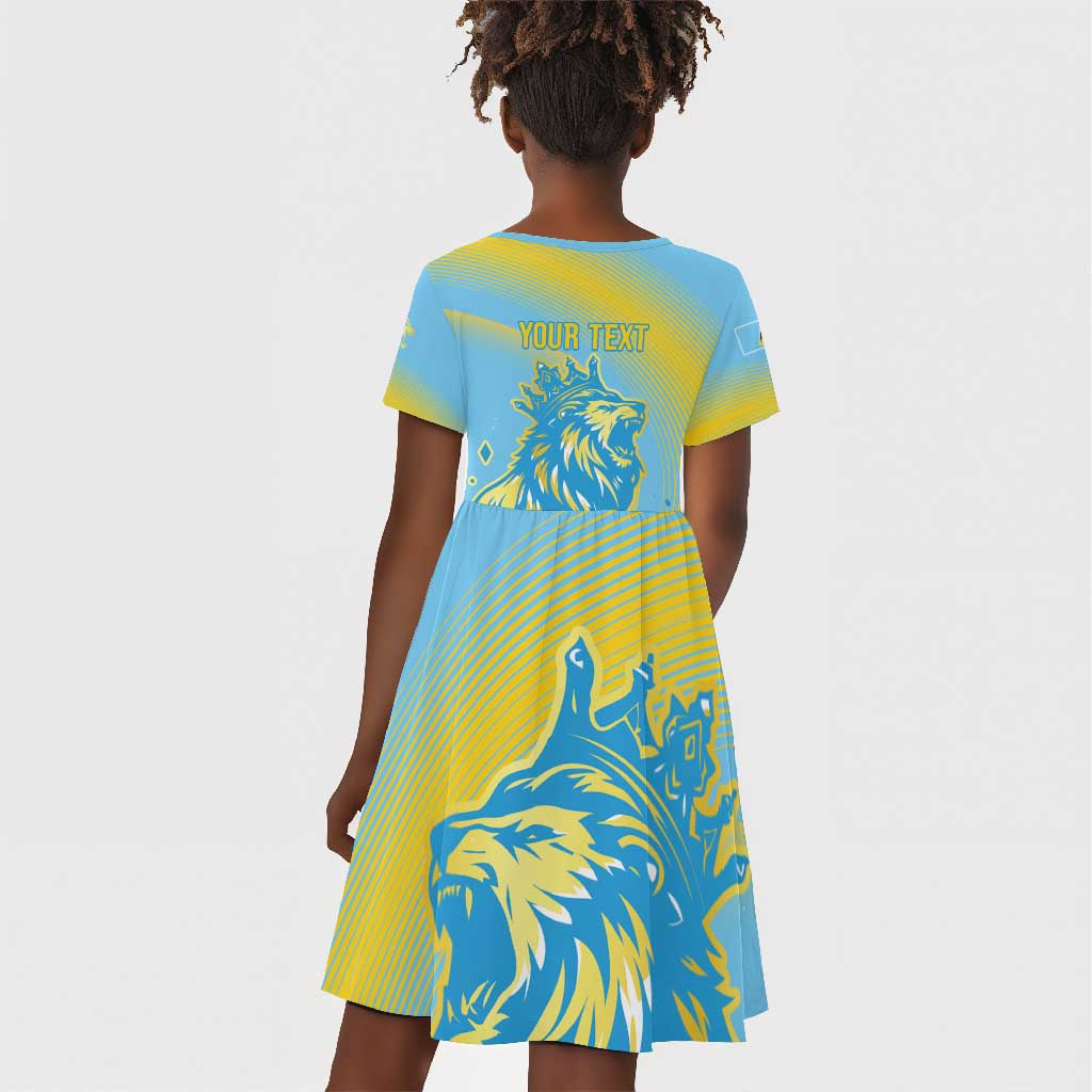 Saint Lucia Cricket Personalized Kid Short Sleeve Dress The Roaring King - African Pride