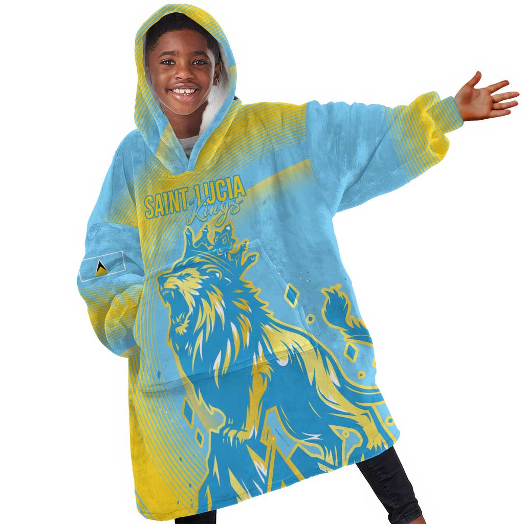 Saint Lucia Cricket Personalized Kid Wearable Blanket Hoodie The Roaring King - African Pride