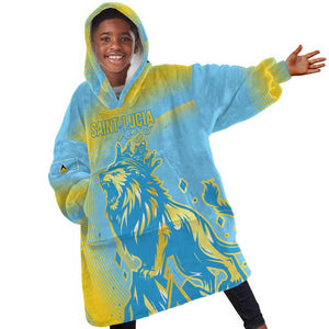 Saint Lucia Cricket Personalized Kid Wearable Blanket Hoodie The Roaring King - African Pride
