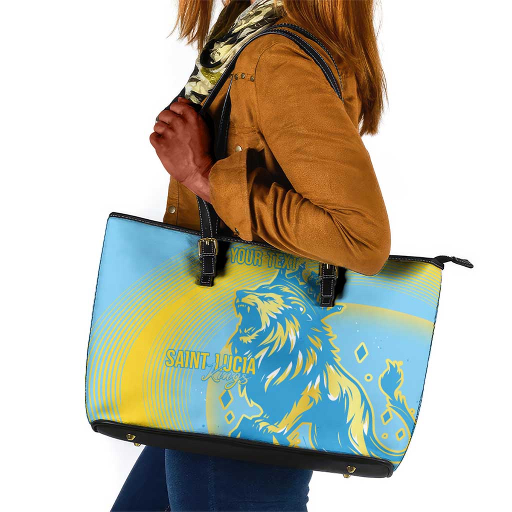 Saint Lucia Cricket Personalized Leather Tote Bag The Roaring King - African Pride