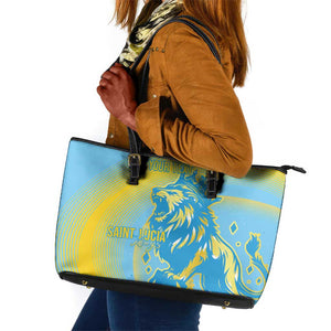 Saint Lucia Cricket Personalized Leather Tote Bag The Roaring King - African Pride