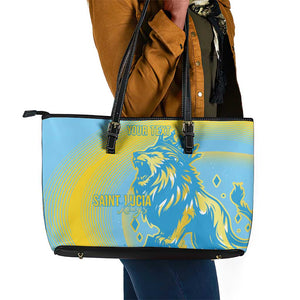 Saint Lucia Cricket Personalized Leather Tote Bag The Roaring King - African Pride