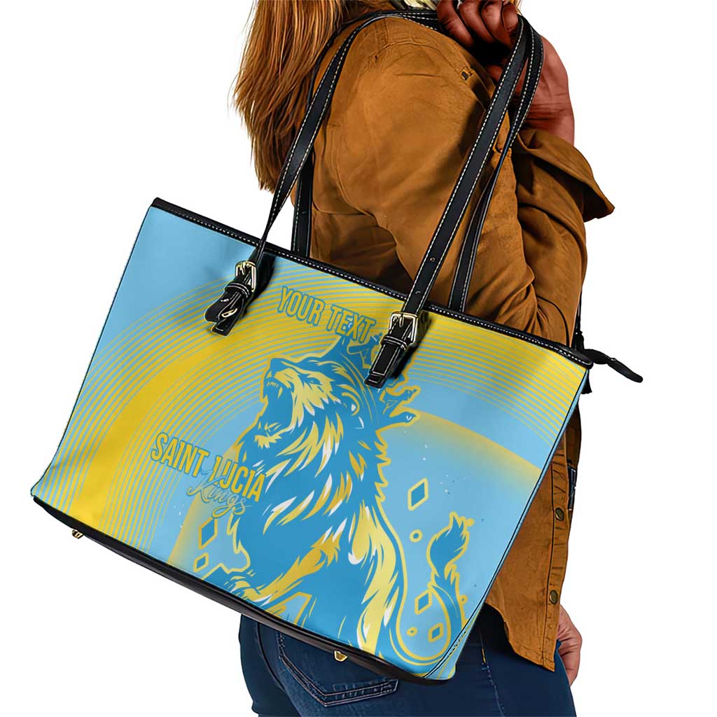Saint Lucia Cricket Personalized Leather Tote Bag The Roaring King - African Pride