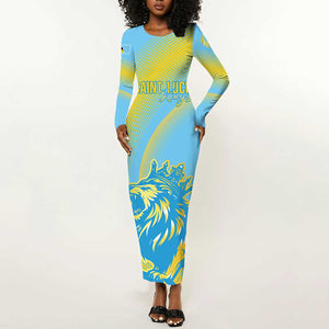 Saint Lucia Cricket Personalized Long Sleeve Bodycon Dress The Roaring King - African Pride