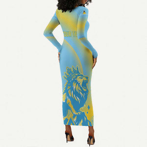 Saint Lucia Cricket Personalized Long Sleeve Bodycon Dress The Roaring King - African Pride