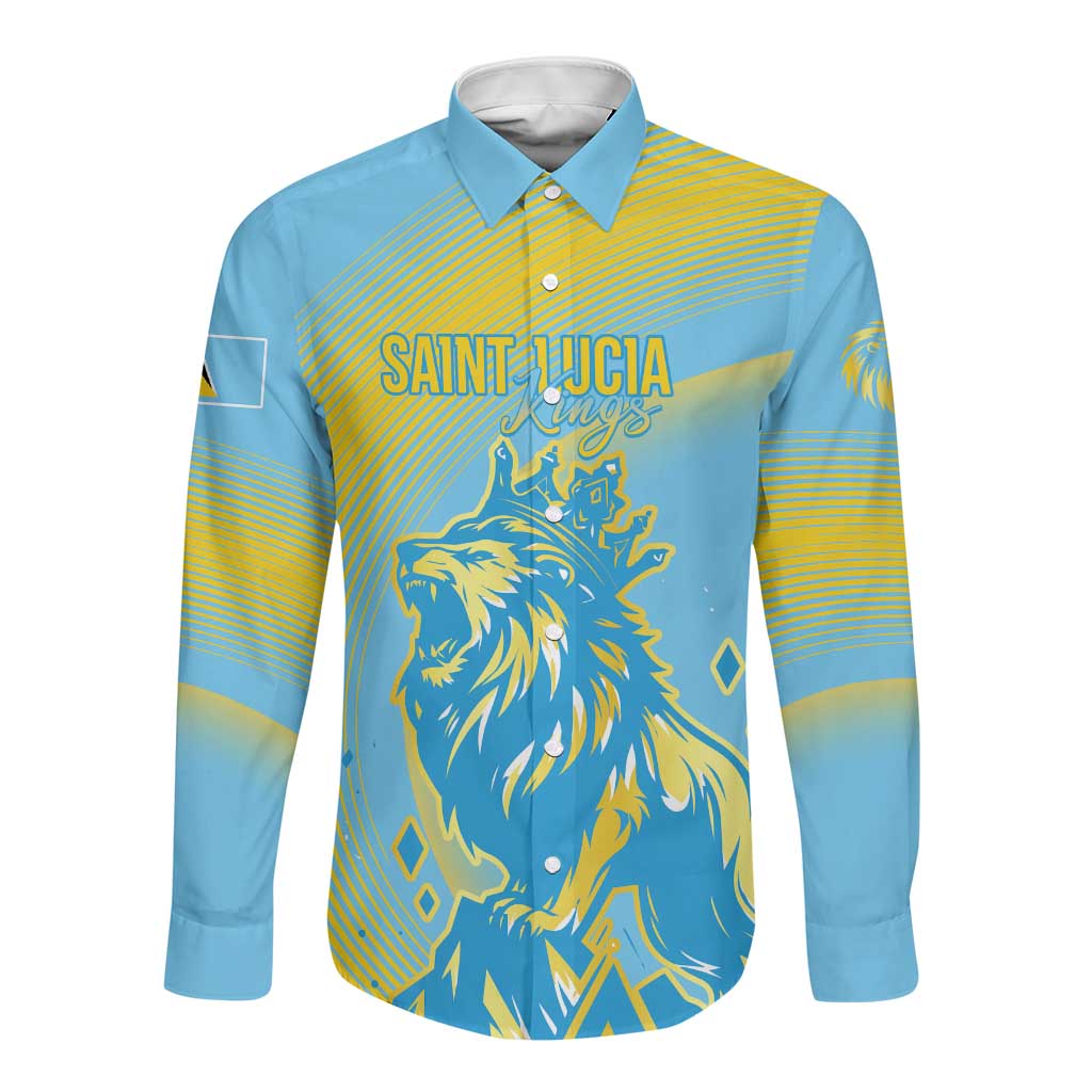 Saint Lucia Cricket Personalized Long Sleeve Button Shirt The Roaring King - African Pride