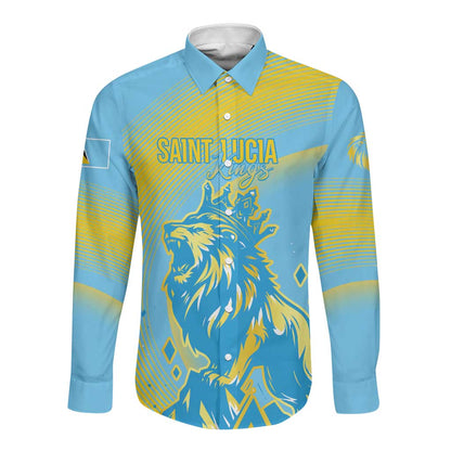 Saint Lucia Cricket Personalized Long Sleeve Button Shirt The Roaring King - African Pride