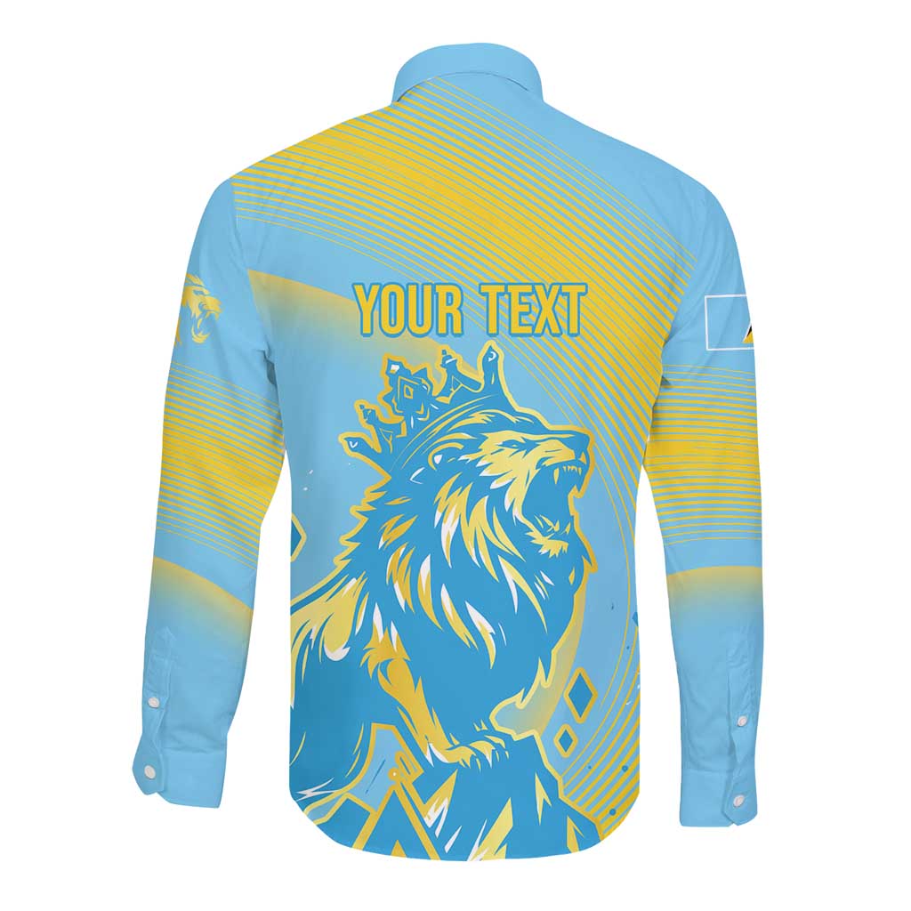 Saint Lucia Cricket Personalized Long Sleeve Button Shirt The Roaring King - African Pride