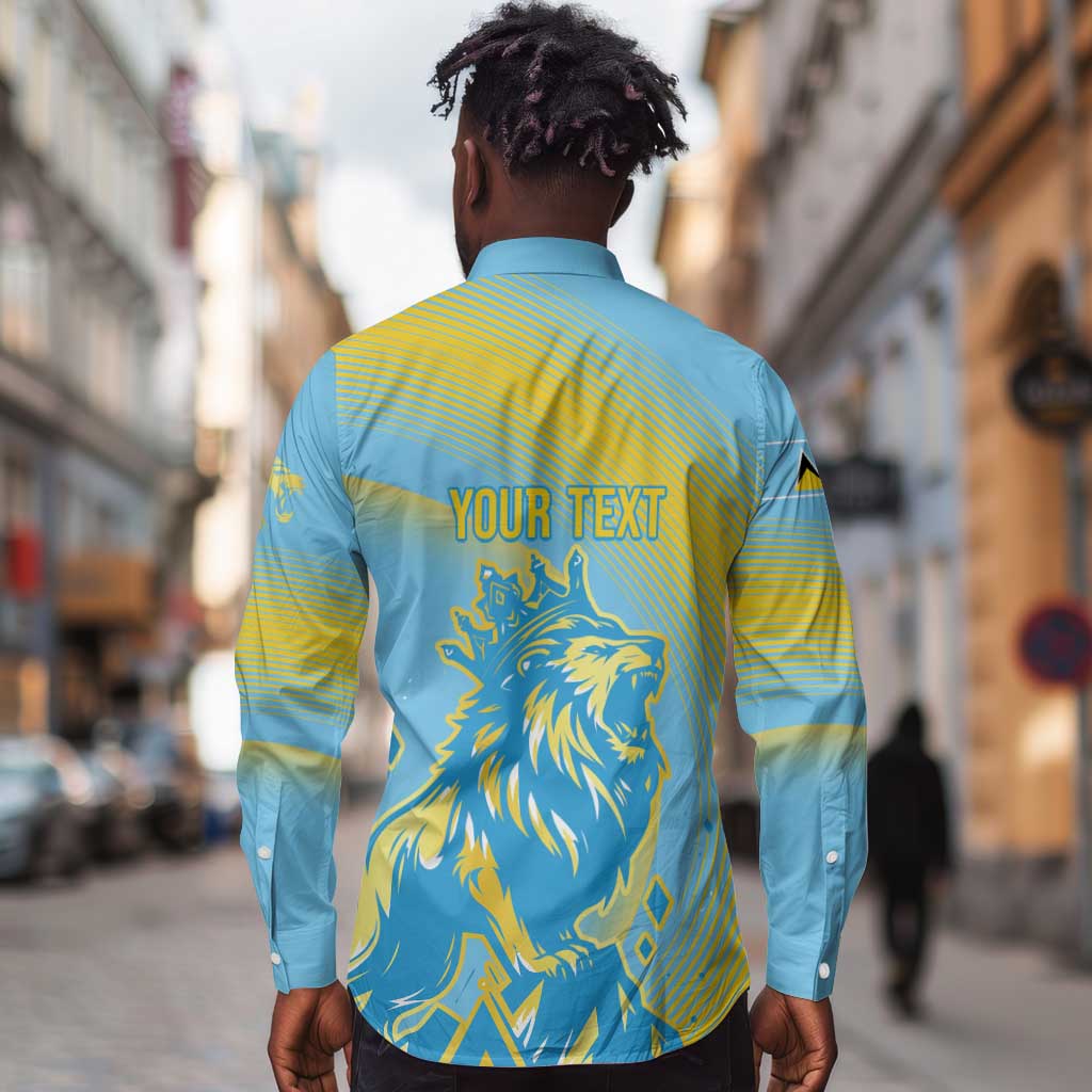 Saint Lucia Cricket Personalized Long Sleeve Button Shirt The Roaring King - African Pride