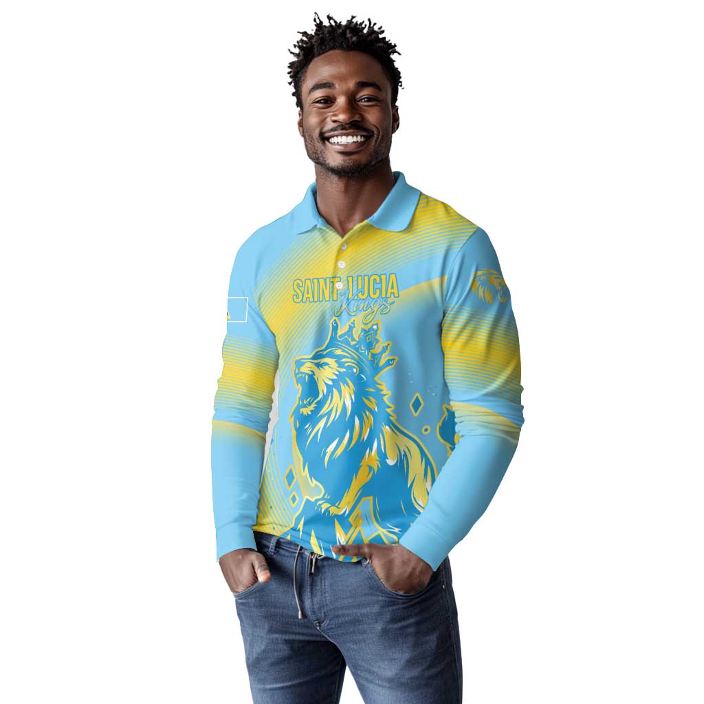 Saint Lucia Cricket Personalized Long Sleeve Polo Shirt The Roaring King - African Pride