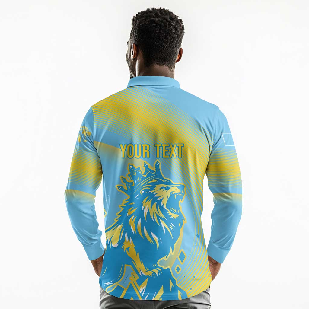 Saint Lucia Cricket Personalized Long Sleeve Polo Shirt The Roaring King - African Pride