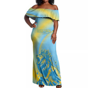 Saint Lucia Cricket Personalized Off Shoulder Maxi Dress The Roaring King - African Pride