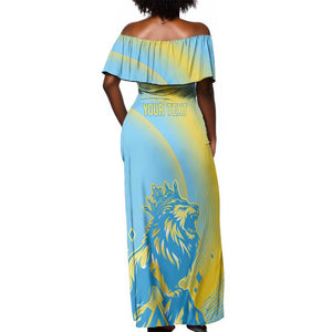 Saint Lucia Cricket Personalized Off Shoulder Maxi Dress The Roaring King - African Pride