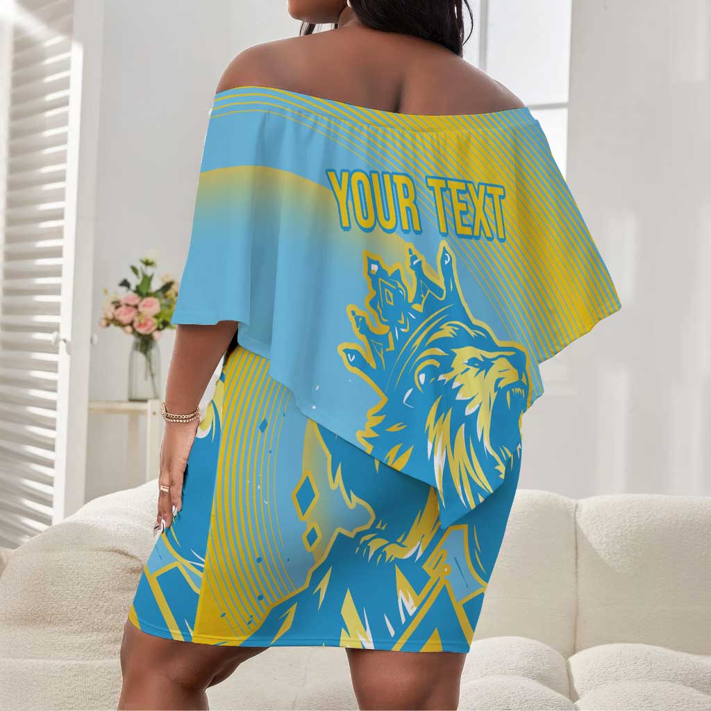 Saint Lucia Cricket Personalized Off Shoulder Short Dress The Roaring King - African Pride