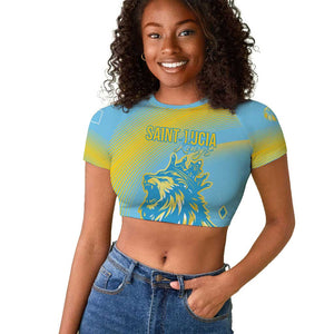Saint Lucia Cricket Personalized Raglan Cropped T shirt The Roaring King - African Pride