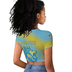 Saint Lucia Cricket Personalized Raglan Cropped T shirt The Roaring King - African Pride