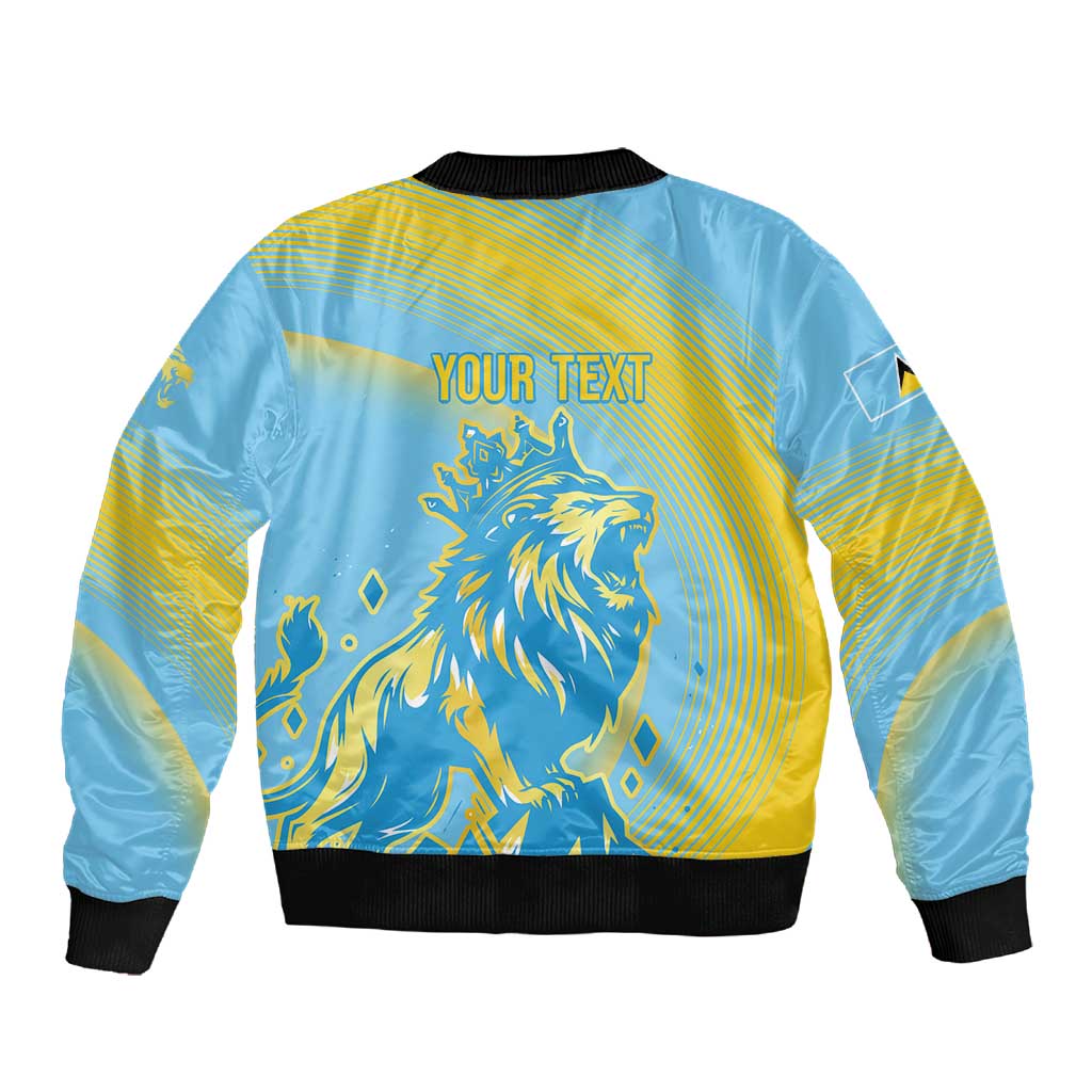 Saint Lucia Cricket Personalized Sleeve Zip Bomber Jacket The Roaring King - African Pride