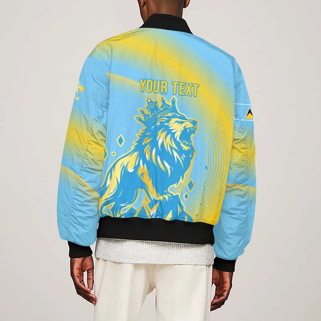 Saint Lucia Cricket Personalized Sleeve Zip Bomber Jacket The Roaring King - African Pride