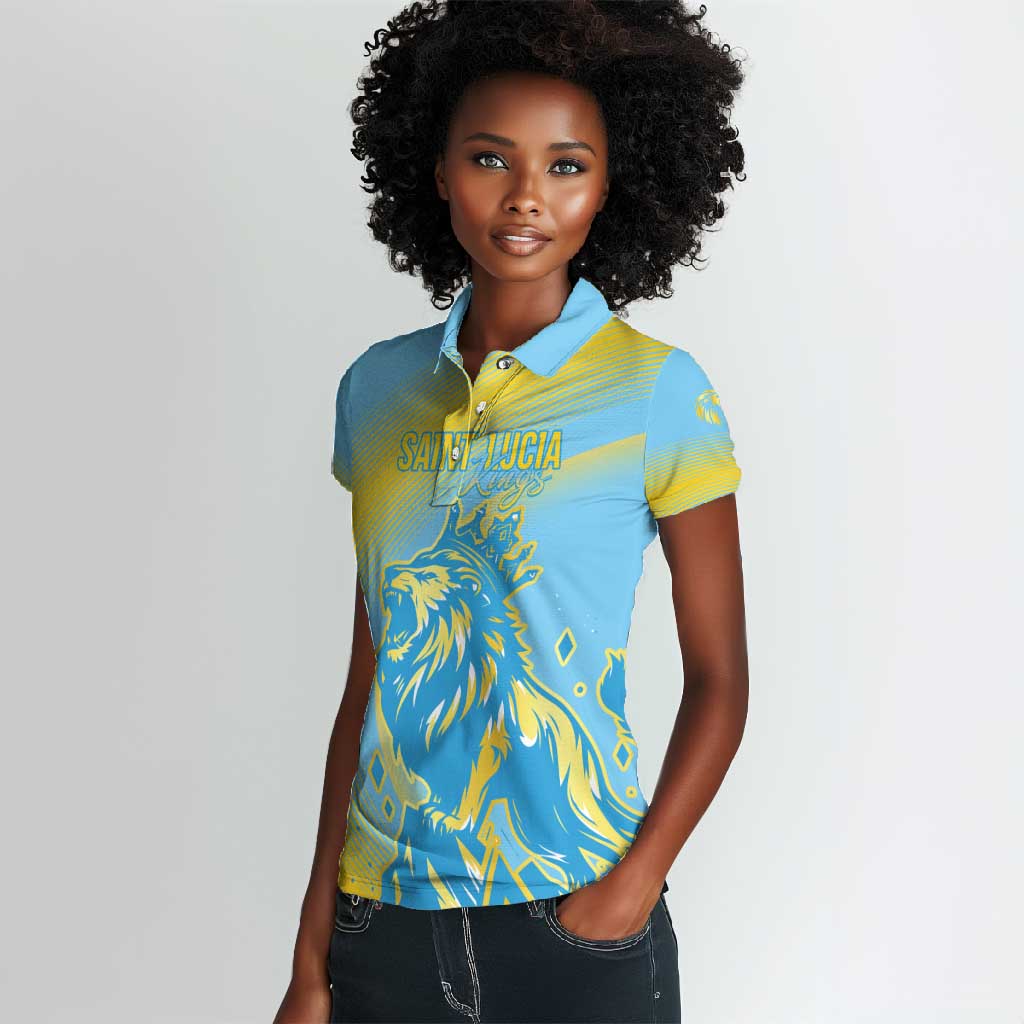 Saint Lucia Cricket Personalized Women Polo Shirt The Roaring King - African Pride