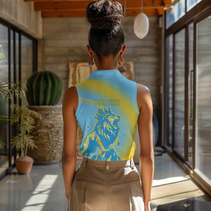 Saint Lucia Cricket Personalized Women Sleeveless Polo Shirt The Roaring King - African Pride
